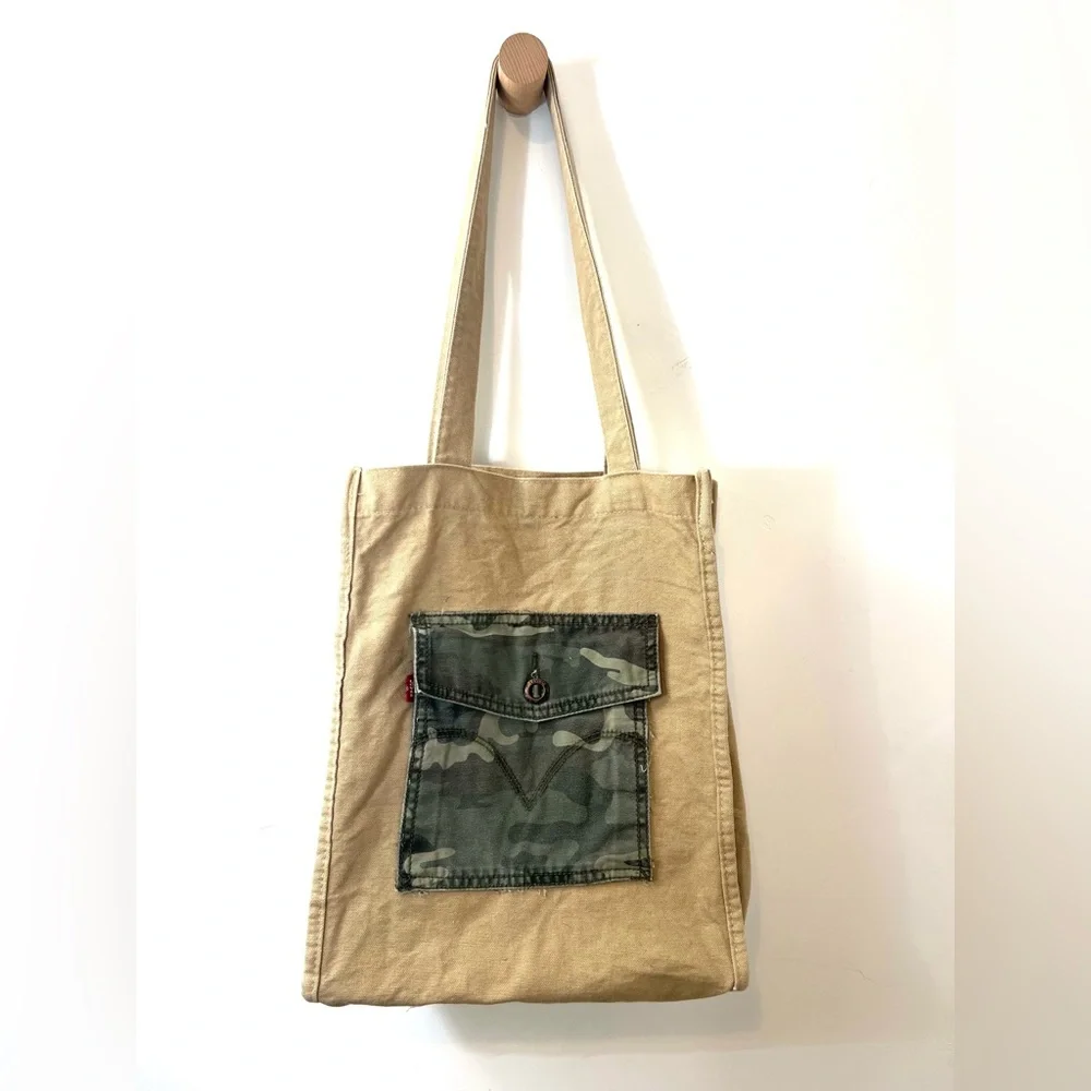 Floral Canvas Tote with Red and Blue Accents - Picture 2 of 3